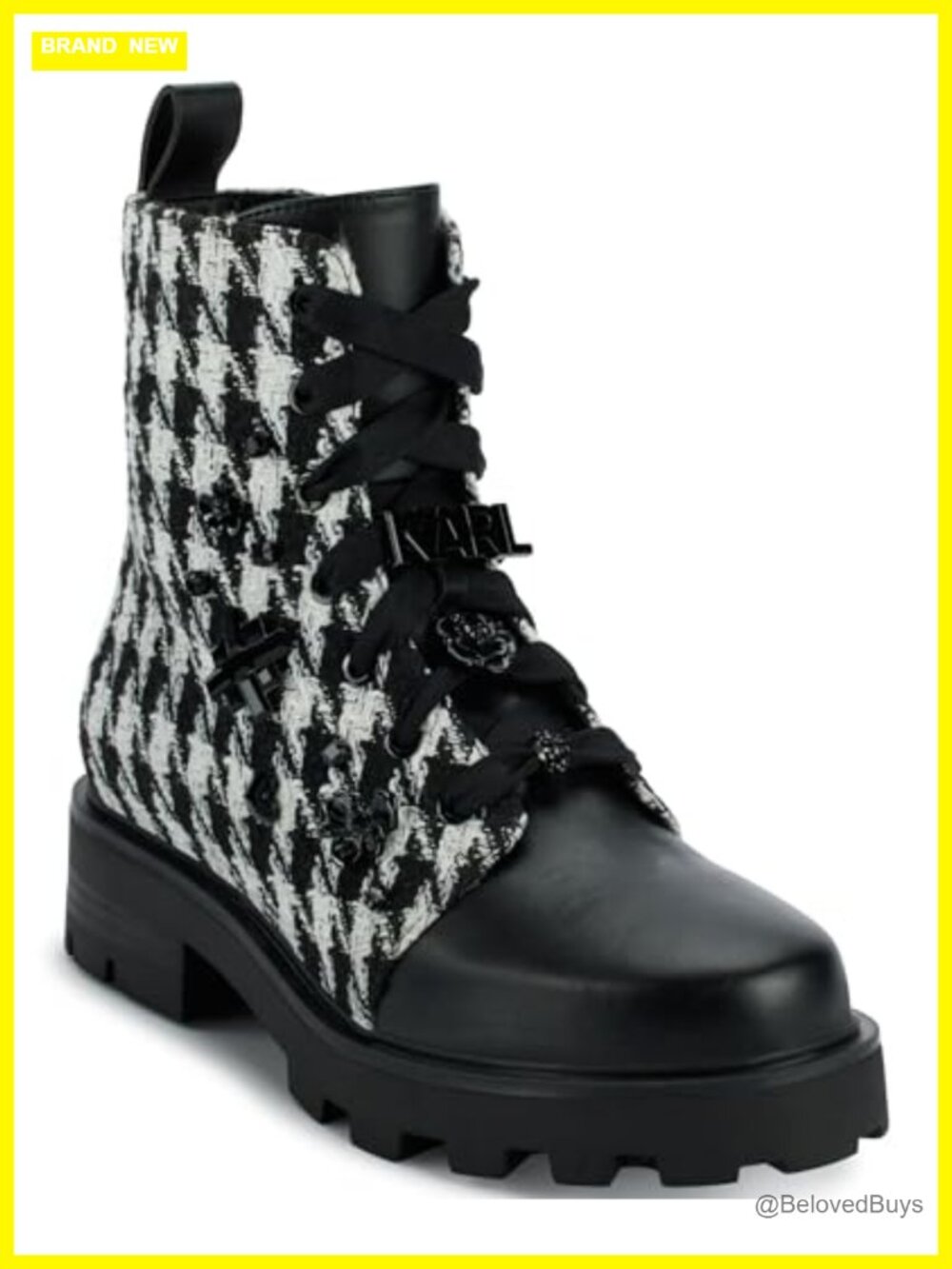 Lace Up Combat Boot with Pins Leather Ankle Bootie